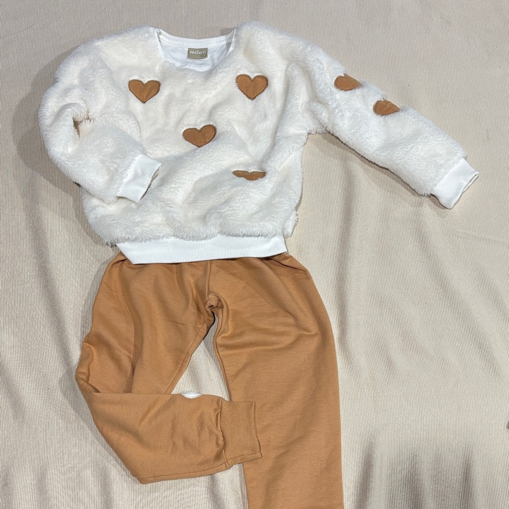 Cozy White and Tan Kids Bottoms Set